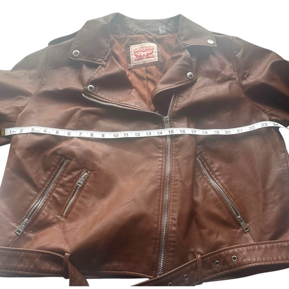 Levi Strauss Chocolate Faux Leather Jacket with Silver Accents Size 2X NWOT - Picture 4 of 11